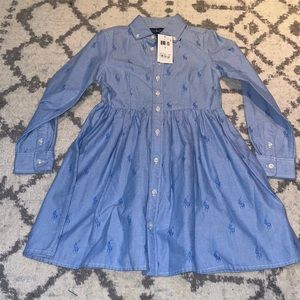 Girls Oxford Blue Pony Dress
